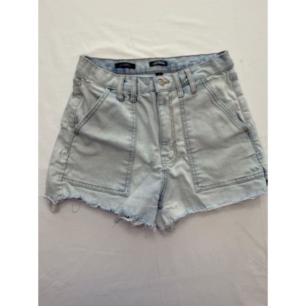Wild Fable Shorts Womens 4 Blue‎ Light Wash Highest Rise Denim Cutoff Raw Hem